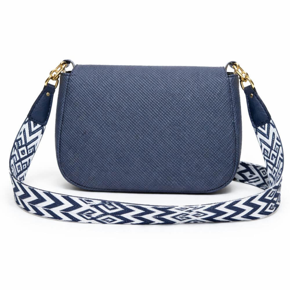 Ivory Textured Crossbody Bag (Blue)